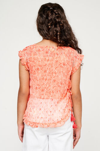 Coral Floral Flounce Top, Coral, image 5